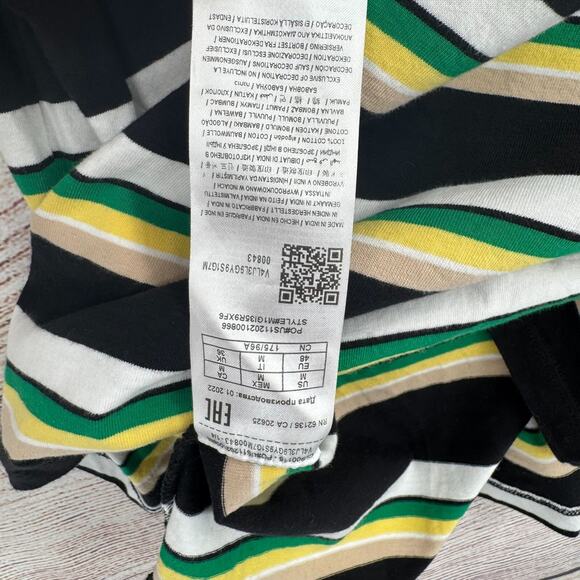Guess Retro Striped Embroidered T-Shirt Men's Size Medium Black/Yellow/Green - Picture 10 of 14